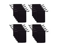 Tesco store Pack of 20pcs 4" X 5" Velvet Drawstring Cloth Jewelry/Gift/Headphones Bag/Pouches (Black)