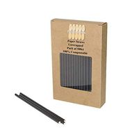 Perfectware 7.75 Black Paper Straw Un 500 7.75" Black Paper Straw Unwrapped (Pack of 500)