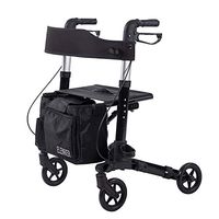 ELENKER Lightweight Rollator Walker, Foldable Compact Stable Rolling Walker with Seat, Detachable Storage Bag, Black (fits 4’9”-5’10”)