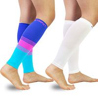 Compression Calf Sleeves (20-30mmHg) for Men & Women- Leg Compression Socks for Shin Splint,Running,Medical, Travel, Nursing (Colourful+White, Large)