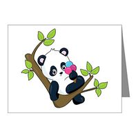 Note Card Cute Panda Bear Eating Ice Cream