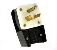 Leviton 9750-P 50-Amp, 277 Volt, Straight Blade, Plug, Industrial Grade, Grounding, Angle, Black