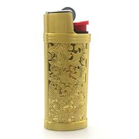 Lucklybestseller Gold Color Vintage Metal Lighter Case Cover Holder for Mini BIC Lighter J5