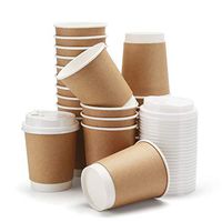 25pcs Paper Coffee Cups with Lids, Eusoar 8 oz Disposable Double Walled Hot Cups Containers with Lids, Perfect Travel To Go Party Paper Cups for Hot Coffee, Tea, Chocolate Drinks, Beverages