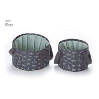 2 Pack Outdoor Portable Collapsible Water Bucket Camp Fishing Travel Picnic Wash Basin (Gray)