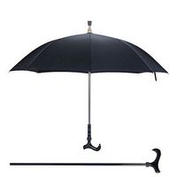 Multi Function Walking Stick Outdoor Umbrella Cane Seniors Umbrella Crutch Black Aluminum Alloy 84Cm Crutch Umbrella Diameter 106CM