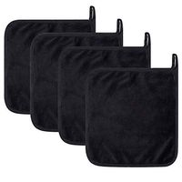 TOMYEUS 4 Pieces Makeup Remover Cloths Cleansing Facial Cloth Microfibre Black