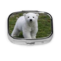 Polar Bear Pill Case Portable Compact 2 Compartment Medicine Case for Travel