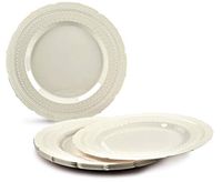 " OCCASIONS" 240 Plates Pack, Extra Heavyweight Vintage Wedding Party Disposable Plastic Plates (7'' Dessert Plate, Chateau Ivory)
