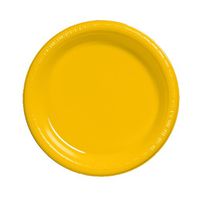 Creative Converting Touch of Color 20 Count Plastic Banquet Plates, School Bus Yellow
