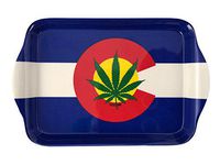 Colorado Flag Pot Leaf Myxed Up Tobacco Rolling Tray (Large)