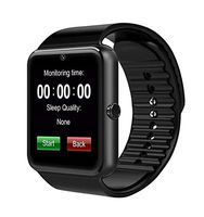 Smartwatch Bluetooth Touchscreen Sweatproof Phone with Camera TF/SIM Card Slot for Android and iPhone Smartphones (Black)