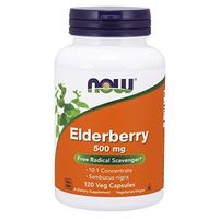 NOW Supplements, Elderberry (Sambucus nigra)500 mg, 10:1 Concentrate, 120 Veg Capsules