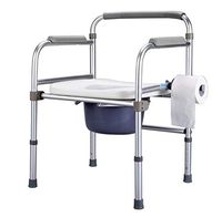 Chair and Shower Chair, Portable Folding Walker, Suitable for Elderly and Disabled People, Adjustable Height, Used Alone or with Toilet, with Potty