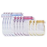Mason Jar Bags Reusable Food Storage Zipper Bags Mason Jar Shape Pattern Airtight Snacks Saver Leak-Proof Bags for Travel Camping