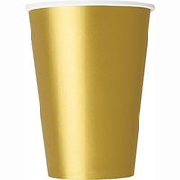 Unique Industries, Disposable Paper Cups, Party Supplies - Gold, 12oz, Pack of 25
