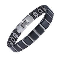 Men Women Magnetic Bracelet Stainless Steel Ceramic Magnets Germanium Silver Black Pain Relief with Free Link Removal Tool