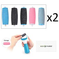 Eco-Fused 10-pack Compatible Replacement Roller Heads for Amope Pedi Perfect Electronic Foot File - 4x Extra Coarse and 6x Regular Coarse - Removes Calluses For Smooth Feet - Great Pedicure Accessory