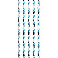 Creative Converting Officially Licensed NFL Paper Straws, 24-Count, Carolina Panthers