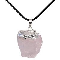 GEM-inside Raw Crude Natural Pink Rose Quartz Crystal Pendant 1.41" Dowsing Chakra Pendulum for Divination Real Stone Reiki Necklaces for Women Energy