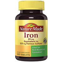 Nature Made Iron 65 mg (365 Count, from Ferrous Sulfate) 1 Bottle, 365 Tablets