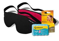 Dynamic Duo Deluxe Travel Set - Stellar Deluxe Sleep Mask Black + Stellar Deluxe Mask Cherry Red + OHROPAX Soft + OHROPAX Classic - Super Soft Travel Eye Mask & Superb Sound Blocking Earplugs