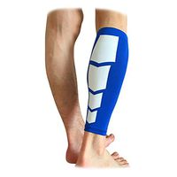 Mcolics Unisex Calf Compression Leg Sleeve Shin Guard Support Calf Socks for Men Women Running, Cycling, Hiking, Shin Splints and Varicose Veins (1 pair) (Blue, Medium)