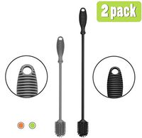 Zeattain Silicone Bottle Brush,Comfortable Grips Water Bottle Cleaning Brushes with, 15 Inches Black and 12 Inches Gray, 2 Pcs