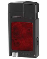 Xikar Forte Houndstooth Soft Flame Lighter, Black with Burl Inserts