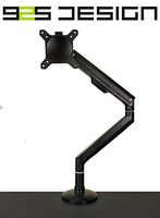925 Design Single Monitor Arm Mount w/ Quick Release Monitor Mounting Plate - Black Heavy Duty Fully Adjustable Gas Spring Clamp Mount