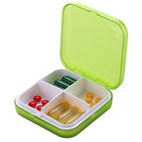 ZDQZC Pill Organizer - Portable Pill Box Small Pill Container for Purse or Pocket, Excellent Pill Storage Case (Green, 4 Compartment)
