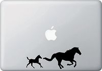 Horse Parent and Child Colt/Filly - Design 1 - MacBook or Laptop Decal YYDC (7" w x 2.75" h)(Black)