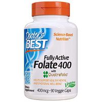 Doctor's Best Fully Active Folate with Quatrefolic, Non-GMO, Vegan, Gluten Free, 400 mcg, 90 Veggie Caps