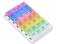 HILELIFE Pill Organizer 7 Day - Pill Box 7 Day Vitamin Fish Oil Supplements Pill Case Weekly Pill Organizer 4 Times A Day Rainbow Colors Medicine Organizer Pill Container
