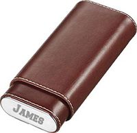 Personalized Visol Lone Star Brown Leather Cigar Case with Interior Cedar Lining with Free Engraving