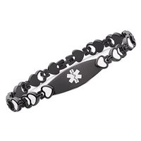 Noble Black Heart Medical alert id bracelets for women-Stainless steel(8.5)
