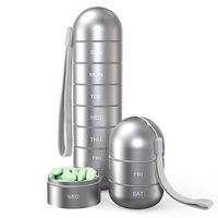 Zannaki Detachable Moisture Proof Weekly Pill Organizer, Aluminum Alloy BPA Free Travel Camping 7 Day Pill Box Case Waterproof and Portable to Hold Vitamins, Fish Oil, Supplements and Medication