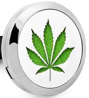 Aromabug Aromapin (Hemp Leaf) 22mm Personal Aromatherapy Essential Oil Diffuser Stainless Steel Locket Brooch. 6 High Fiber Pads and 3 Essential Oils Included.