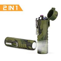 LIANTRAL Electric Arc Lighter, 2 in 1 Windproof Flameless Lighter Plasma Lighter with LED Flashlight for Fire, Candle - Outdoors Indoors (Camouflage - Flashlight)
