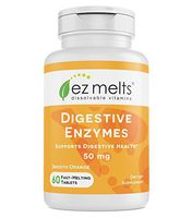 EZ Melts Digestive Enzymes, 50 mg, Sublingual Vitamins, Vegan, Zero Sugar, Natural Orange Flavor, 60 Fast Dissolve Tablets