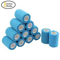 MUEUSS Self-Adhesive Bandage Wrap Tape Waterproof Breathable Elastic Cohesive Non-Woven FDA Approved 3 Inches x 5 Yards (Blue, 12 roll)