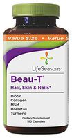 LifeSeasons - Beau-T - Hair, Nail, and Skin Supplement - Maintain Healthy Hair and Nail Growth - Supports Clear Skin - Nail Strengthener - Contains Biotin, Collagen, Turmeric - 180 Capsules