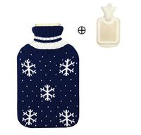 Classic Rubber Transparent Hot Water Bottle 2 Liter - Portable, Reusable with Knit Cover - Blue (Snow)