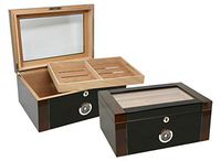 Prestige Import Group - Berkeley II Two-Tone Glass Top Humidor - Color: Mahogany & Black Lacquer