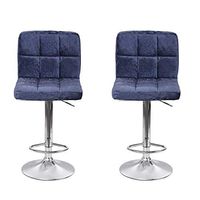 2PC Dining Rotatable Chairs, Ikevan Modern Home Kitchen Bar Chair with Snowflake Velvet Bar Chair Seat Plating Foot (Shipping from USA) (Navy)