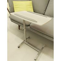 Medical Adjustable Overbed Bedside Table, with Wheels for Coffee Laptop Tablet, Portable Notebook Desk Sofa Side Table Hospital and Home Use with Cup Holder (Color : White)