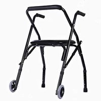 WALKER'S Foldable for Elderly, Trolley, Height-Adjustable, Steel Wheeled Portable Walking Frame, Mobile aid for Disabled People