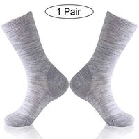 Forcool Diabetic Socks, Merino Wool Non Binding Loose Top Non Blister Seamless Toe Cushioned Sole Wide Calf Crew Diabetes Socks Edema Socks Dress Socks, 1 Pair, Medium, Gray