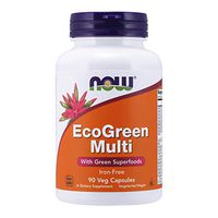 NOW Supplements, EcoGreen Multi Vitamin with Green Superfoods, Iron-Free 90 Veg Capsules