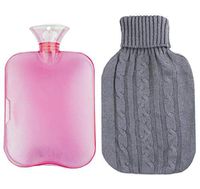 Safe PVC Thick Hot Water Bottle with Knitted Cover Keep Warm/Warm Hands Hot Therapies 1.8 Litre(Pink)
